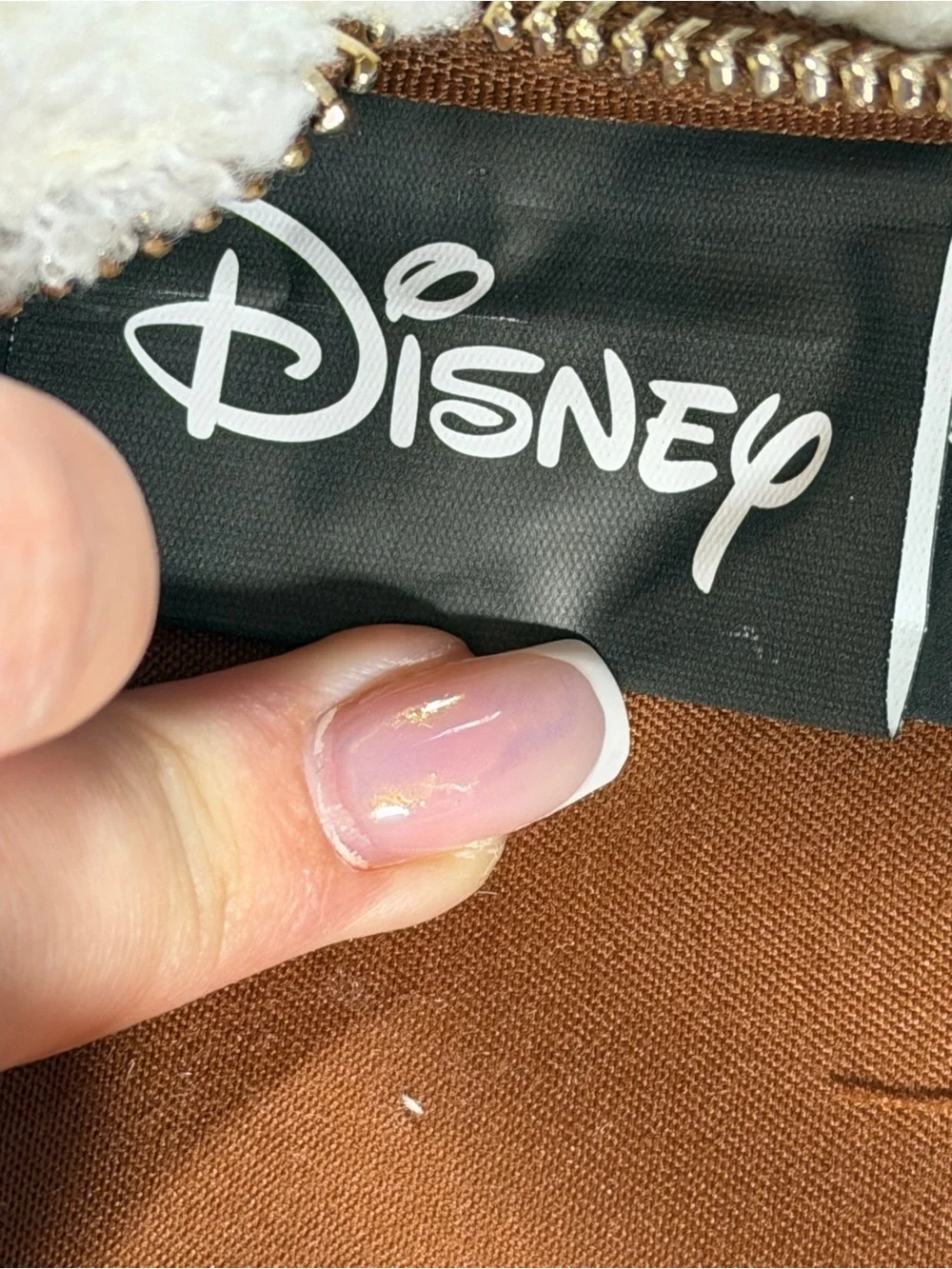 Disney Cream Sherpa Backpack and Card Wallet with Brown Trim